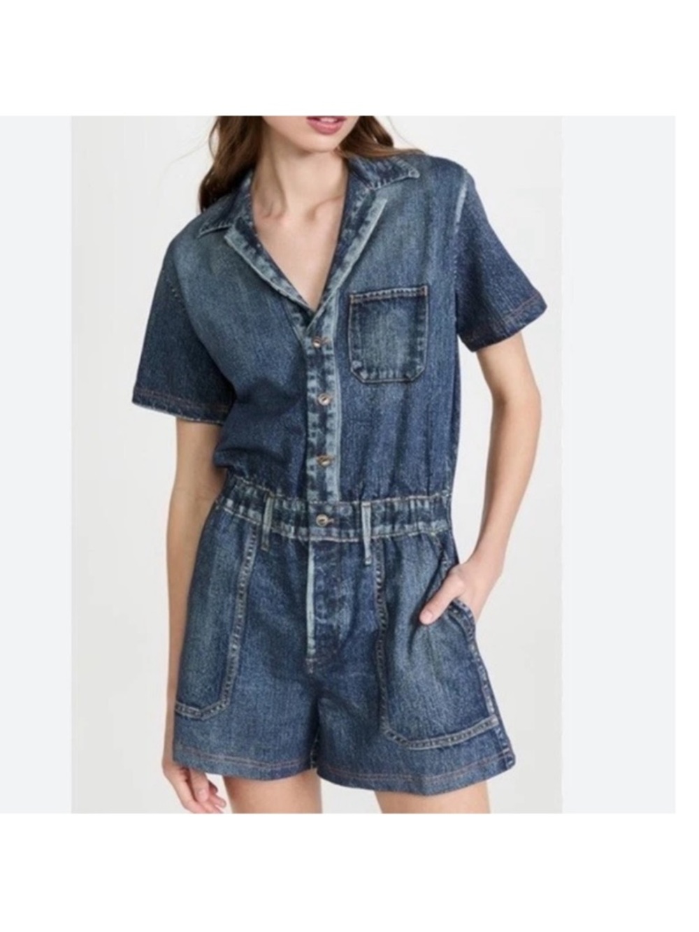 NWT! Rag & Bone Terry Denim Printed Mel Miramar Romper with shorts Women's XS - Picture 2 of 10